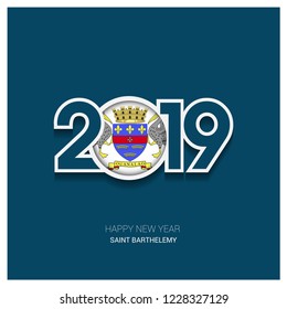 2019 Saint Barthelemy Typography, Happy New Year Background