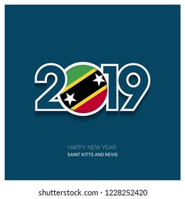 2019 Saint Kitts and Nevis Typography, Happy New Year Background