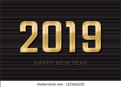 2019 Silver Numerals and Months Logo Realistic Cut and Fixed Paper Style and Happy New Year Lettering - Silver Figures on Turquoise Circles Background - Vector Mixed Graphic Design