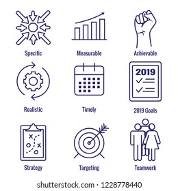 2019 SMART Goals Vector Graphic W Various Smart Goal Keywords