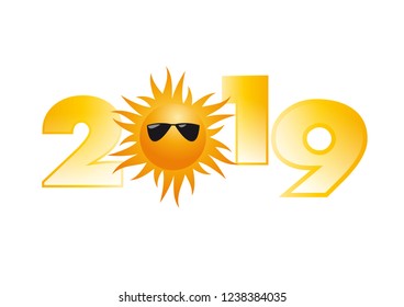 2019 summer holiday, vector illustration on white background