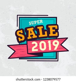 2019 super sale badge vector