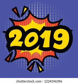 2019  text comic book vector
