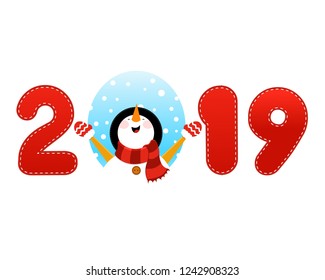 2019 Text With Cute Snowman