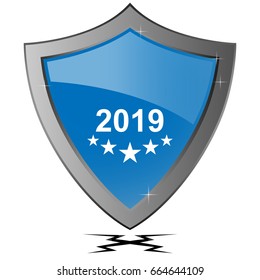 2019  text icon,3d illustration