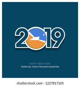 2019 Tierra del Fuego province Argentina Typography, Happy New Year Background