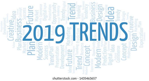 2019 Trends word cloud. Wordcloud made with text only.