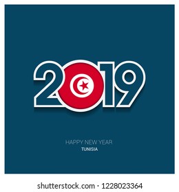 2019 Tunisia Typography, Happy New Year Background