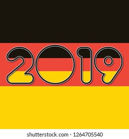 2019 typography with country flags