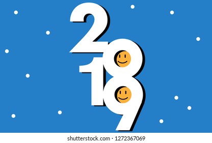 2019 typography with smile face