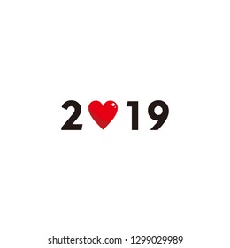 a 2019 valentine greeting vector