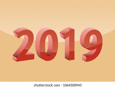 2019 vector in red color.