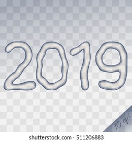 2019 Water text on checkered background