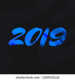 2019 wavy sign.Colorful negative space  logo. Trendy and modern background color.Vector element