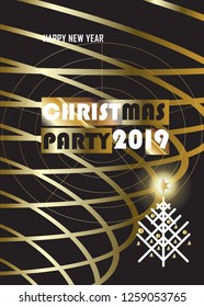 2019 Winter Holiday Happy New Year  Christmas Decoration Beautiful Modern greeting card sign, New Year's Eve party Business Corporate invitation flyer brochure annual reports trendy geometric design 