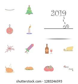 2019 word decoration fallen 8 colored icon. Christmas holiday icons universal set for web and mobile