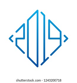 2019 year in the form of diamond vector