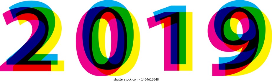 2019 year number vector eps 10.