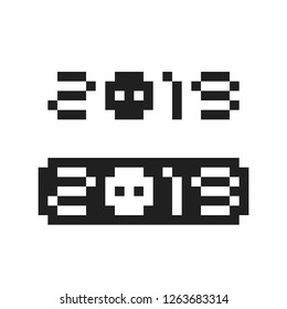 2019 Year pixel signs wiht nose of pig