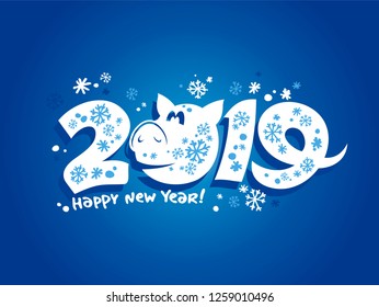 2019 year poster concept with pig