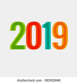 2019 year  Vector EPS 10 illustration.