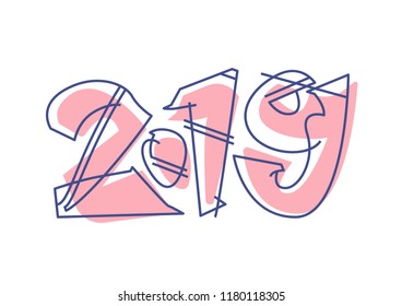 2019 year in violet and pink