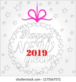 2019.Happy New Year.New year scene with Christmas balss and decorations.Happy Holiday