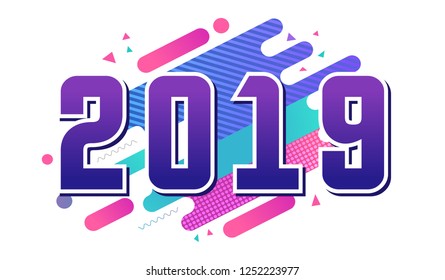 2019.Happy new year.colorful numbers.modern template design.background banner template.vector illustration