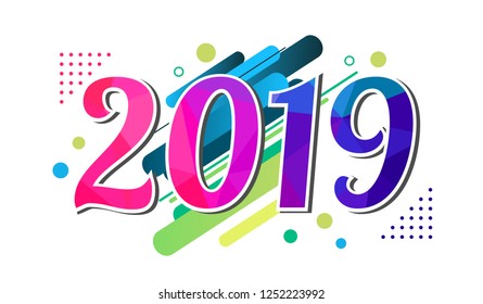 2019.Happy new year.colorful numbers.modern template design.background banner template.vector illustration