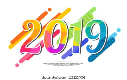 2019.Happy new year.colorful numbers.modern template design.background banner template.vector illustration
