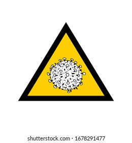 2019-nCoV bacteria isolated on white background. Coronavirus in yellow triangle vector Icon. COVID-19 bacteria corona virus disease sign. SARS pandemic concept symbol. Pandemic. Human health medical