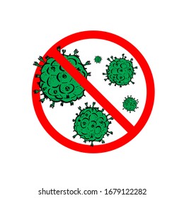 2019-nCoV bacteria isolated on white background. Coronavirus in red circle vector Icon. COVID-19 bacteria corona virus disease sign. SARS pandemic concept symbol. Pandemic. Human health and medical.