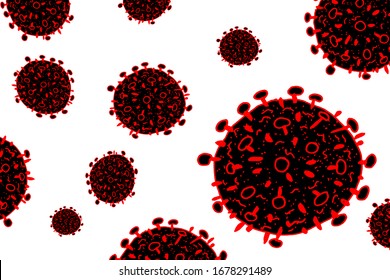 2019-nCoV black bacteria isolated on white. Coronavirus black vector background. COVID-19 Wuhan corona virus disease sign. SARS pandemic concept symbol. China. Human health medical.