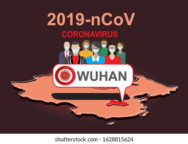 2019-nCoV. China pathogen respiratory coronavirus 2019-nCoV. Flu spreading of world, China map, symptoms. Dangerous chinese ncov corona virus, SARS pandemic risk alert