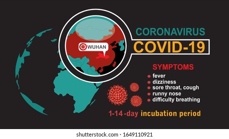 2019-nCoV. China pathogen respiratory coronavirus covid-19. Flu spreading of world, China map. Dangerous chinese ncov corona virus, SARS pandemic risk alert.Symptoms