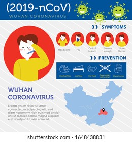 Diseño infográfico del coronavirus 2019-ncov. Novela Coronavirus 2019. Neumonía.ilustración vectorial. CoVID-19