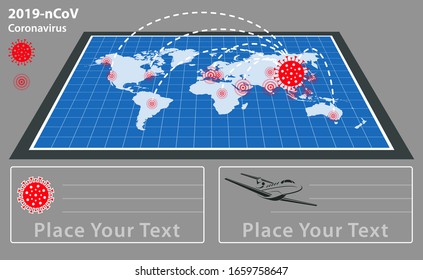 2019-nCoV Coronavirus mapa y gráfico vector. Casos confirmados internacionalmente de Coronavirus