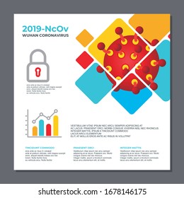 2019-nCoV Coronavirus Symptoms Infographic Template. with coronavirus bacteria, and colorful shape vector design