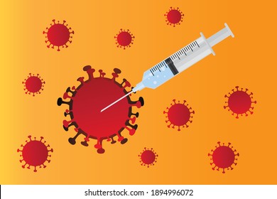 2019-ncov Covid-19 Coronavirus vaccine syringe drawing.Fight against coronavirus. Vaccination, immunization, treatment.Vector Illustration