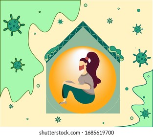 2019-nCoV covid-19coronavirus protection. Stay at home. Isolation flat illustration.