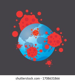 2019-nCoV flu spreading of world map floating influenza virus international quarantine vector illustration