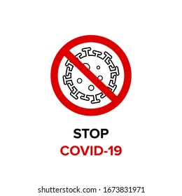 2019-nCoV Novel Coronavirus Bacteria. Coronavirus Bacteria Icon. No Infection and Stop Coronavirus Concept. Dangerous Coronavirus Cell in China, Wuhan. Isolated Vector Icon 