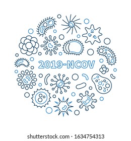 2019-NCOV vector concept blue creative round illustration in thin line style