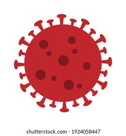 2019-ncov virus cell flat vector illustration isolaed on white background. Red coronavirus symbol