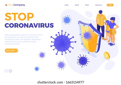 2019-nCoV-Virusstamm mit Schildschutzfamilie. Quarantäne aus dem Wuhan-neuartigen Coronavirus. Pandemie des Coronavirus in China. Landeseite. einzelne Vektorillustration