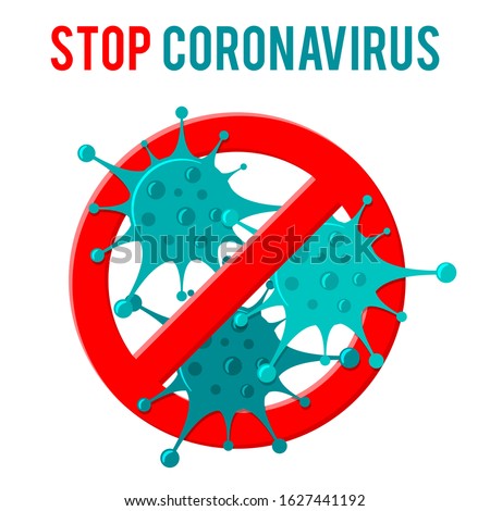 2019-nCoV virus strain with stop sign. quarantine from Wuhan novel coronavirus. pandemic coronavirus outbreak in china. isolated vector illustration