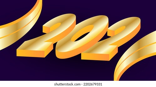 202 golden numbers. vector design 3d