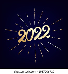 202 Feliz Año Nuevo. Texto de letras antiguas para Feliz Año Nuevo o Feliz Navidad. Fondo de vacaciones con número de bokeh dorado 2022. Ilustración de vector oscuro