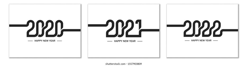 2020, 2021 And 2022 Number New Year Poster Modern Tape Line