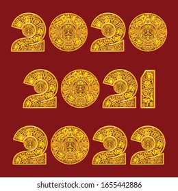 2020, 2021 and 2022 in the style of the Mayan calendar